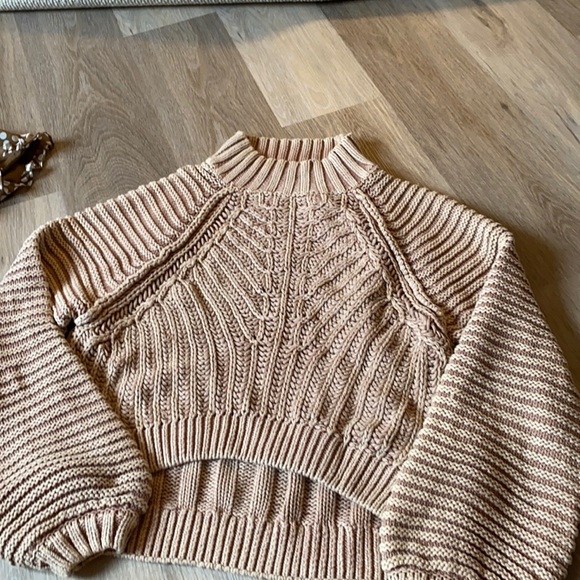 Beautiful Free People Tan Cable Knit Sweater - Picture 3 of 4